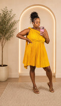 Golden Pleaded Dress