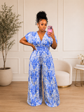 BLUE Blossom Wide- Leg Jumpsuit